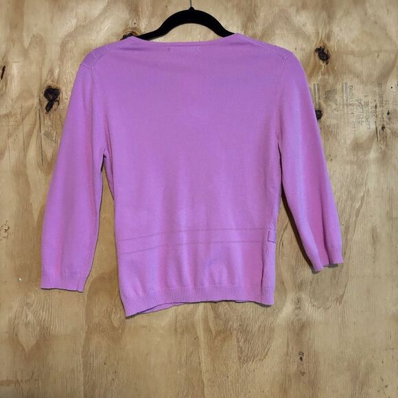 NWT Cutter & Buck Peony Purple Pink V-Neck Sweater Sz S Golf Country Club Preppy - Picture 3 of 6